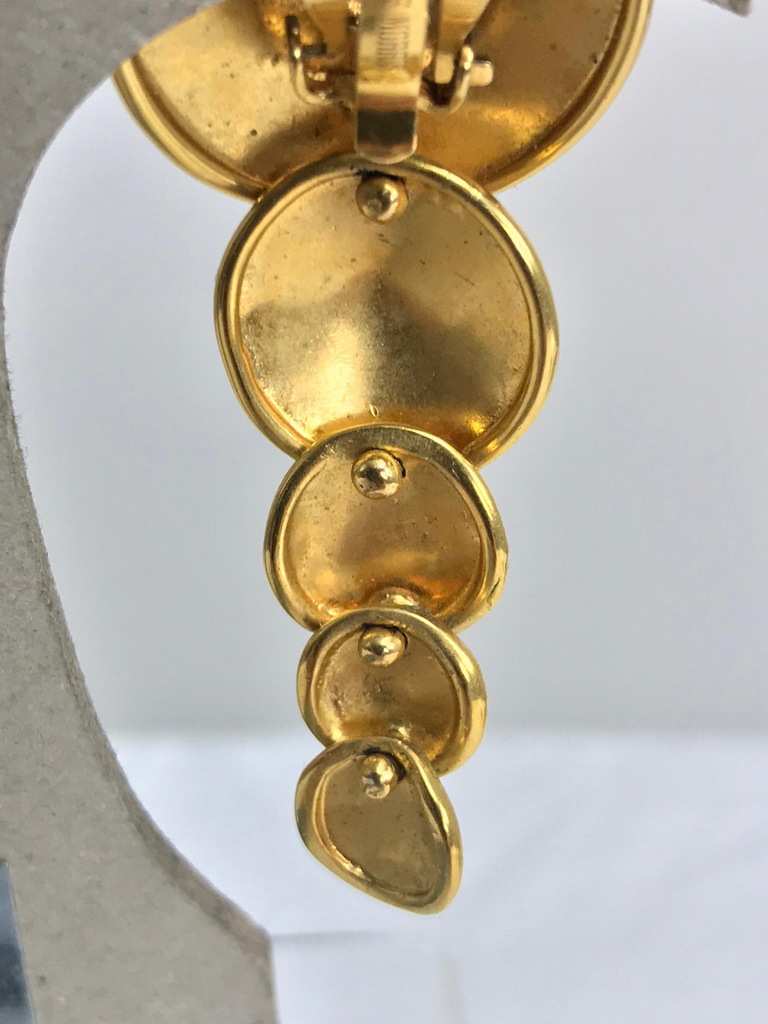 Robert Lee Morris Articulated matte gold earrings 1980s 1