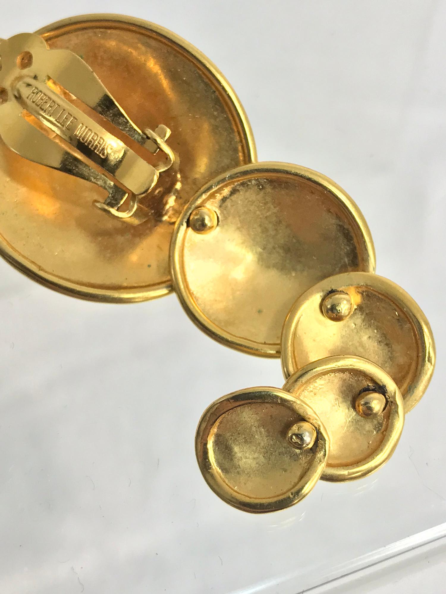 Robert Lee Morris Articulated matte gold earrings 1980s 3
