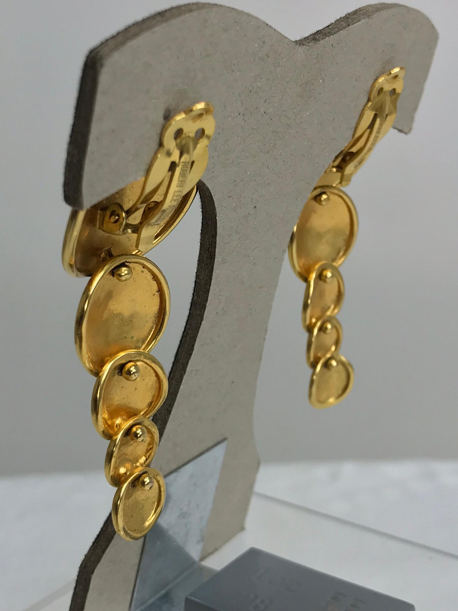 Robert Lee Morris Articulated matte gold earrings 1980s 4