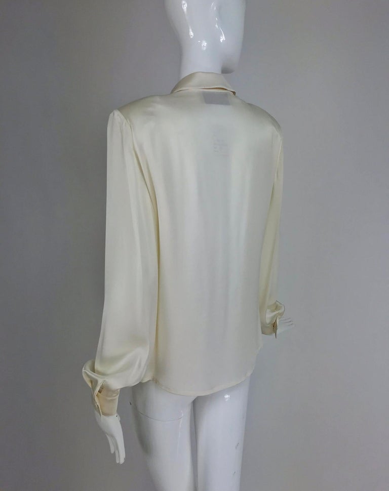 Valentino cream silk satin embroidered blouse at 1stDibs