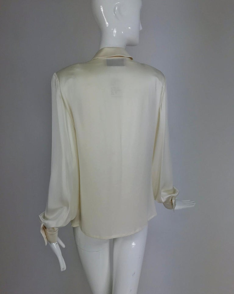 Valentino cream silk satin embroidered blouse at 1stDibs