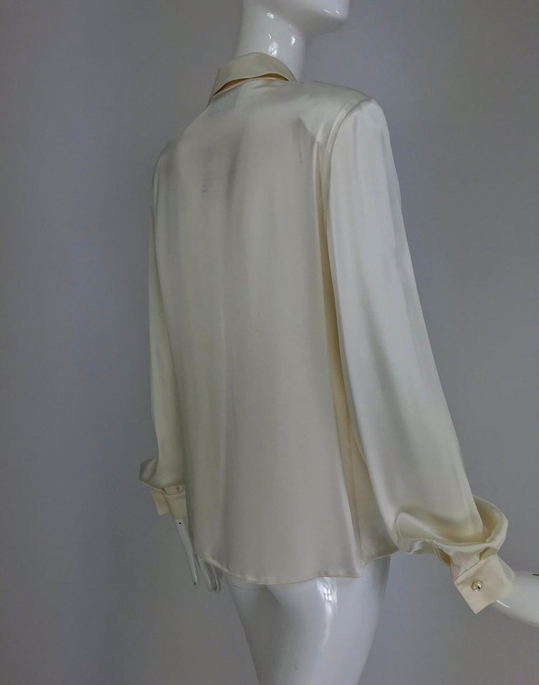 Valentino cream silk satin embroidered blouse For Sale at 1stdibs