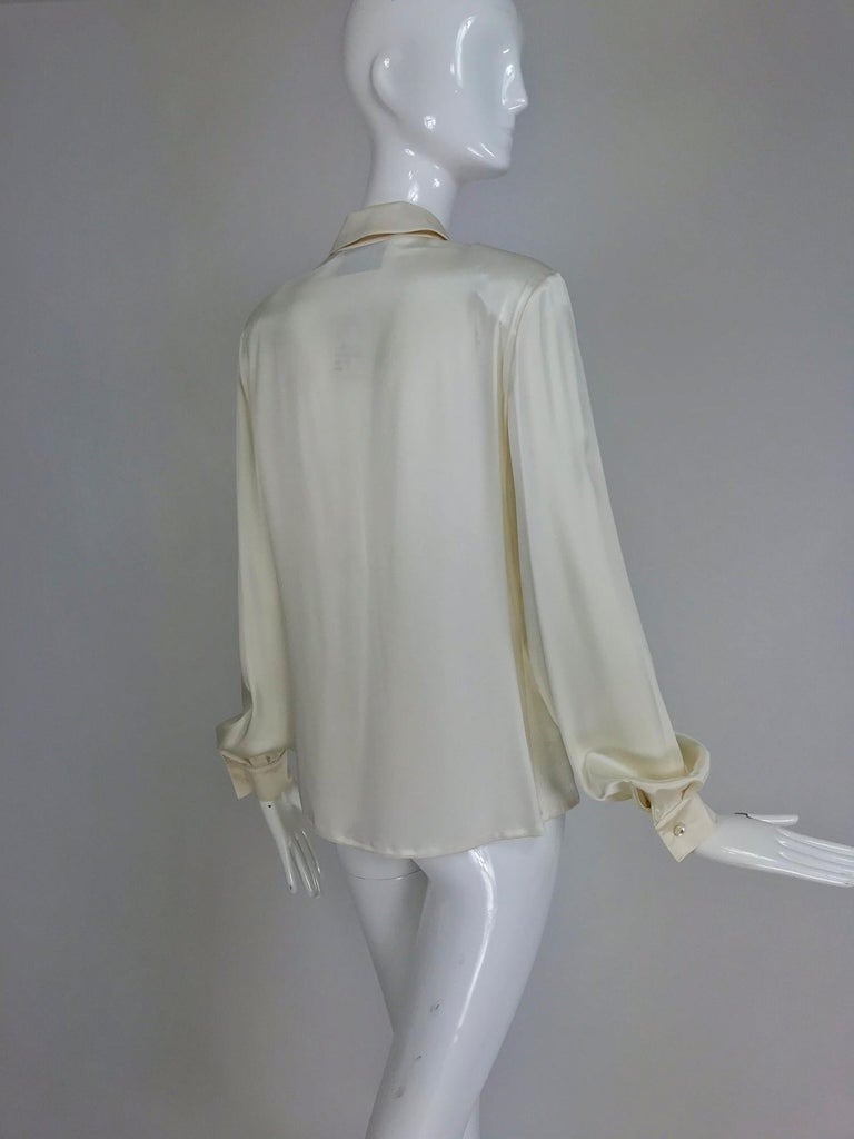 Valentino cream silk satin embroidered blouse at 1stDibs