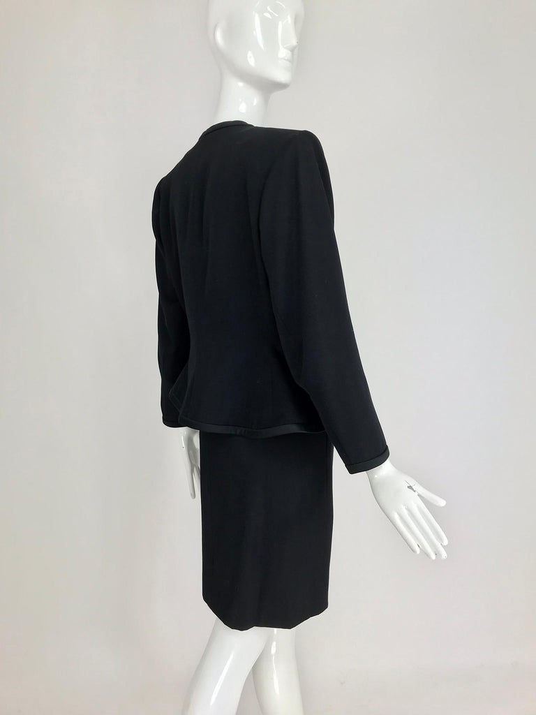 Yves Saint Laurent black wool peplum jacket wrap skirt set 1990s For ...