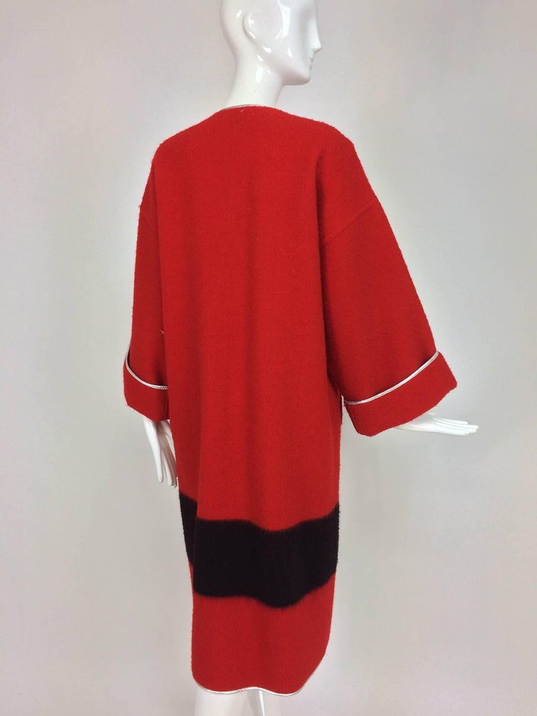 Vintage Geoffrey Beene Red and Black Blanket Coat 1970s For Sale at 1stdibs