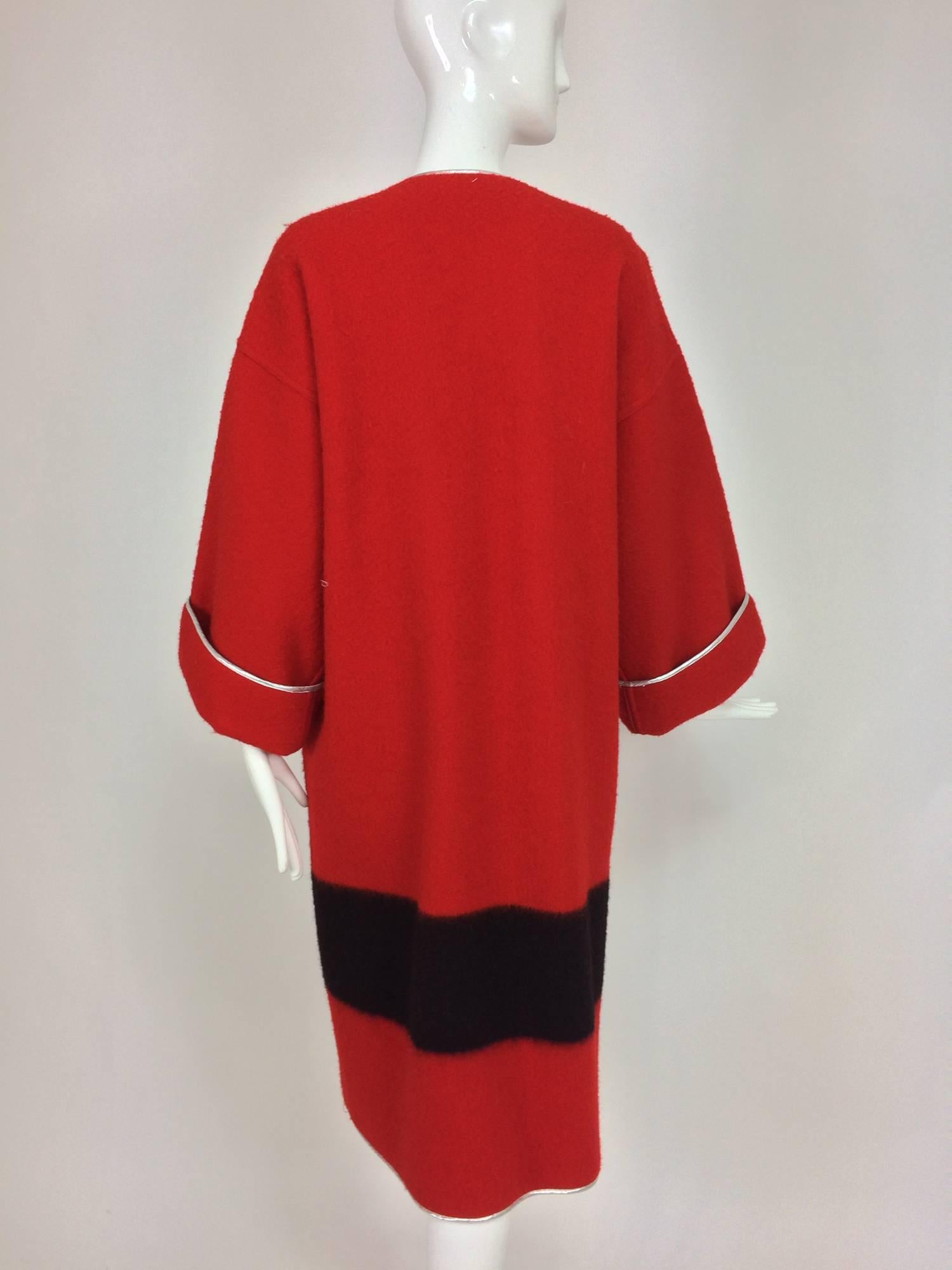 Vintage Geoffrey Beene Red and Black Blanket Coat 1970s 2