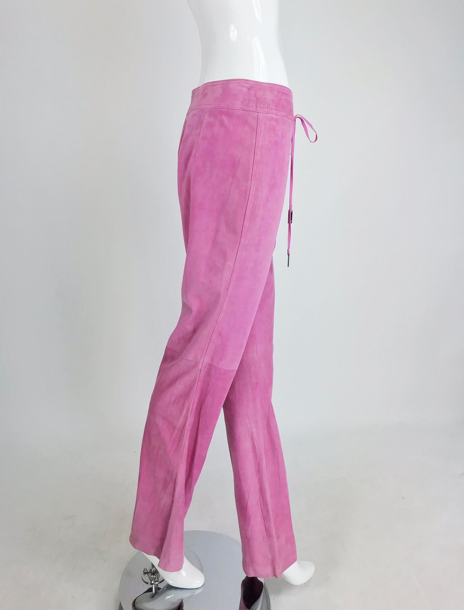 pink suede pants
