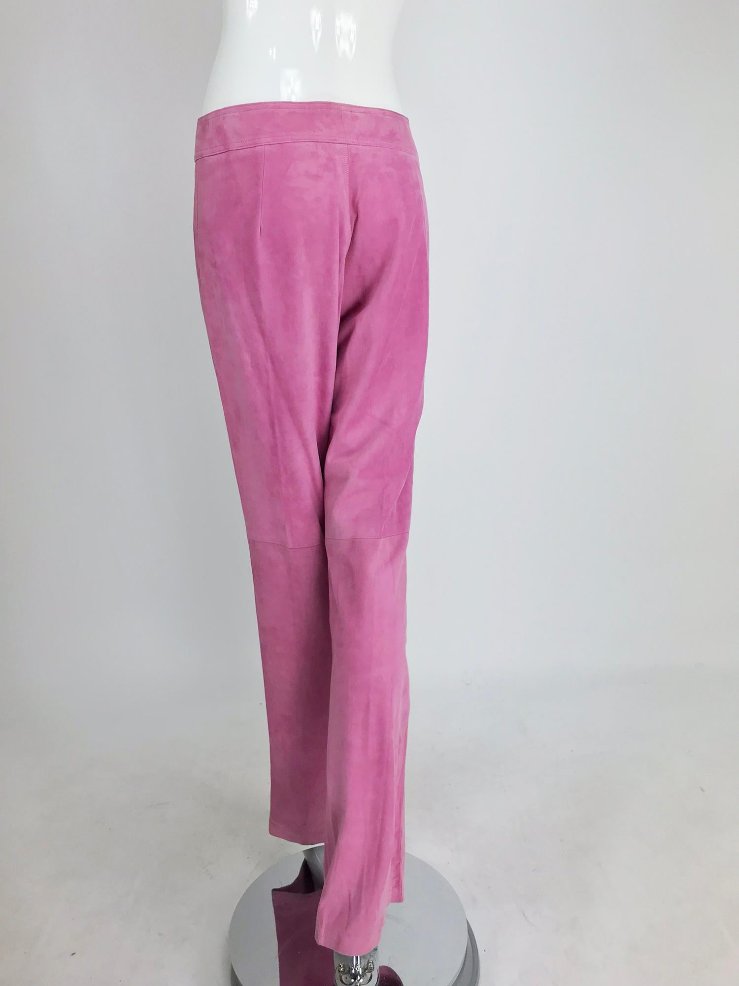 Women's Ralph Lauren Black Label pink suede trousers