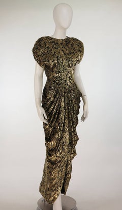Lillie Rubin black and gold Lurex 40s inspired gown