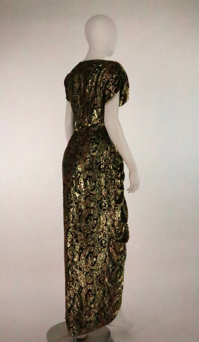 Black Lillie Rubin black and gold Lurex 40s inspired gown