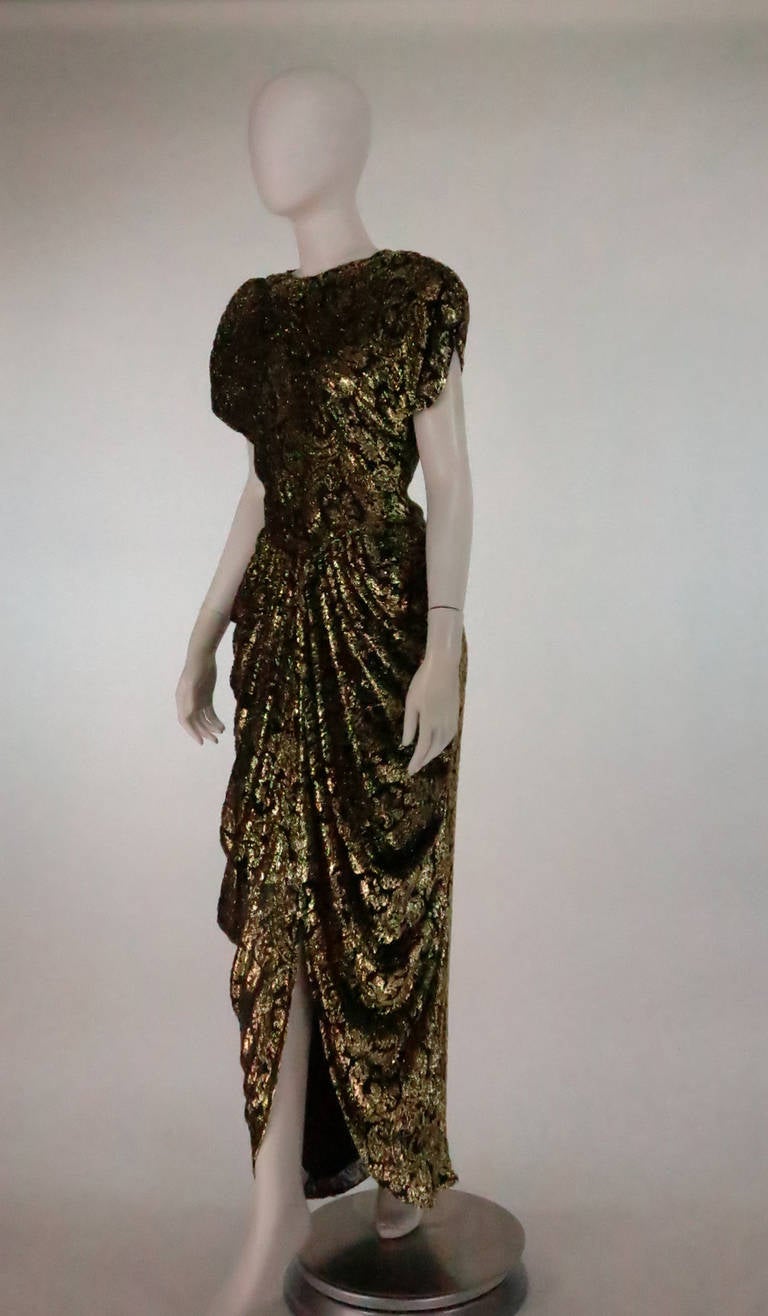 Women's Lillie Rubin black and gold Lurex 40s inspired gown