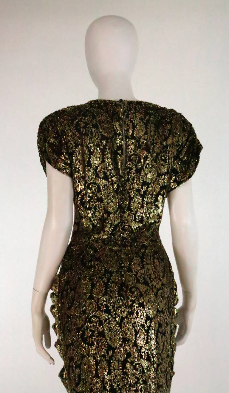 Lillie Rubin black and gold Lurex 40s inspired gown 1