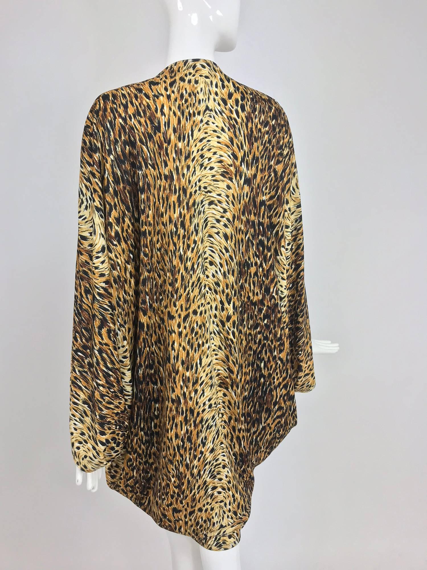 Brown Norma Kamali OMO leopard print cocoon jacket 1980s For Sale