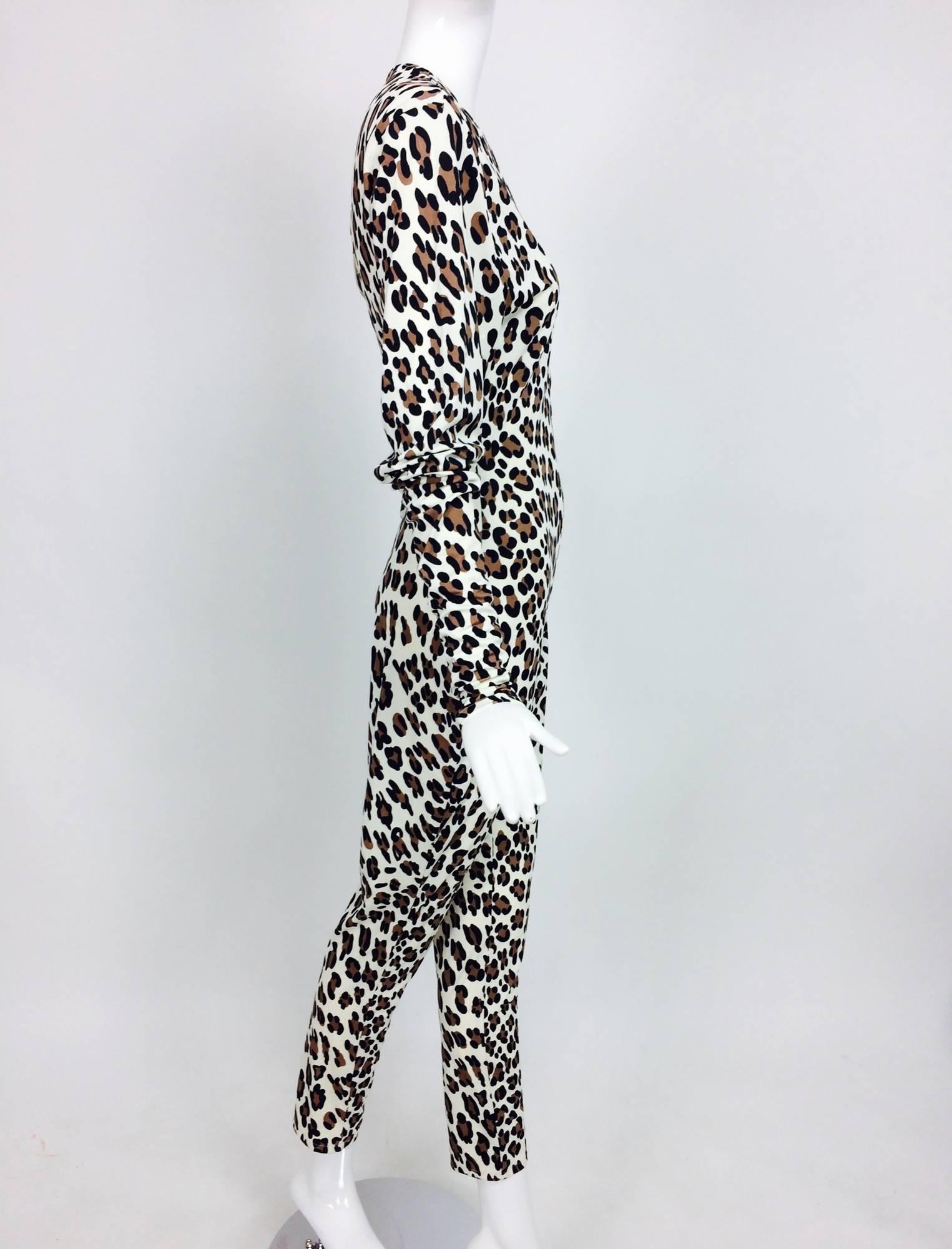 Vintage Norma Kamali Leopardenmuster Catsuit 1980s (Grau)