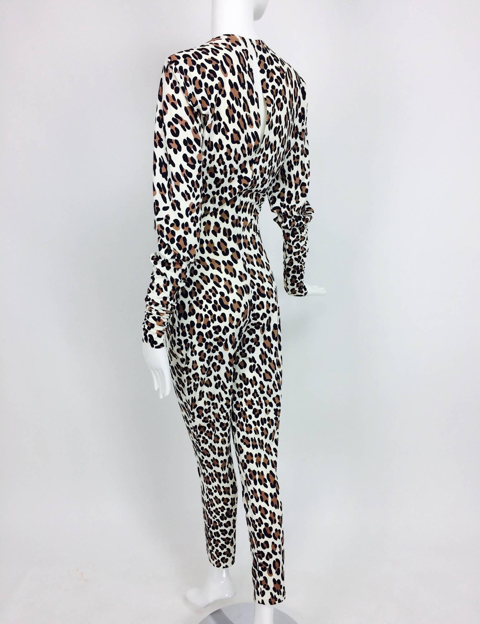 Vintage Norma Kamali Leopardenmuster Catsuit 1980s Damen