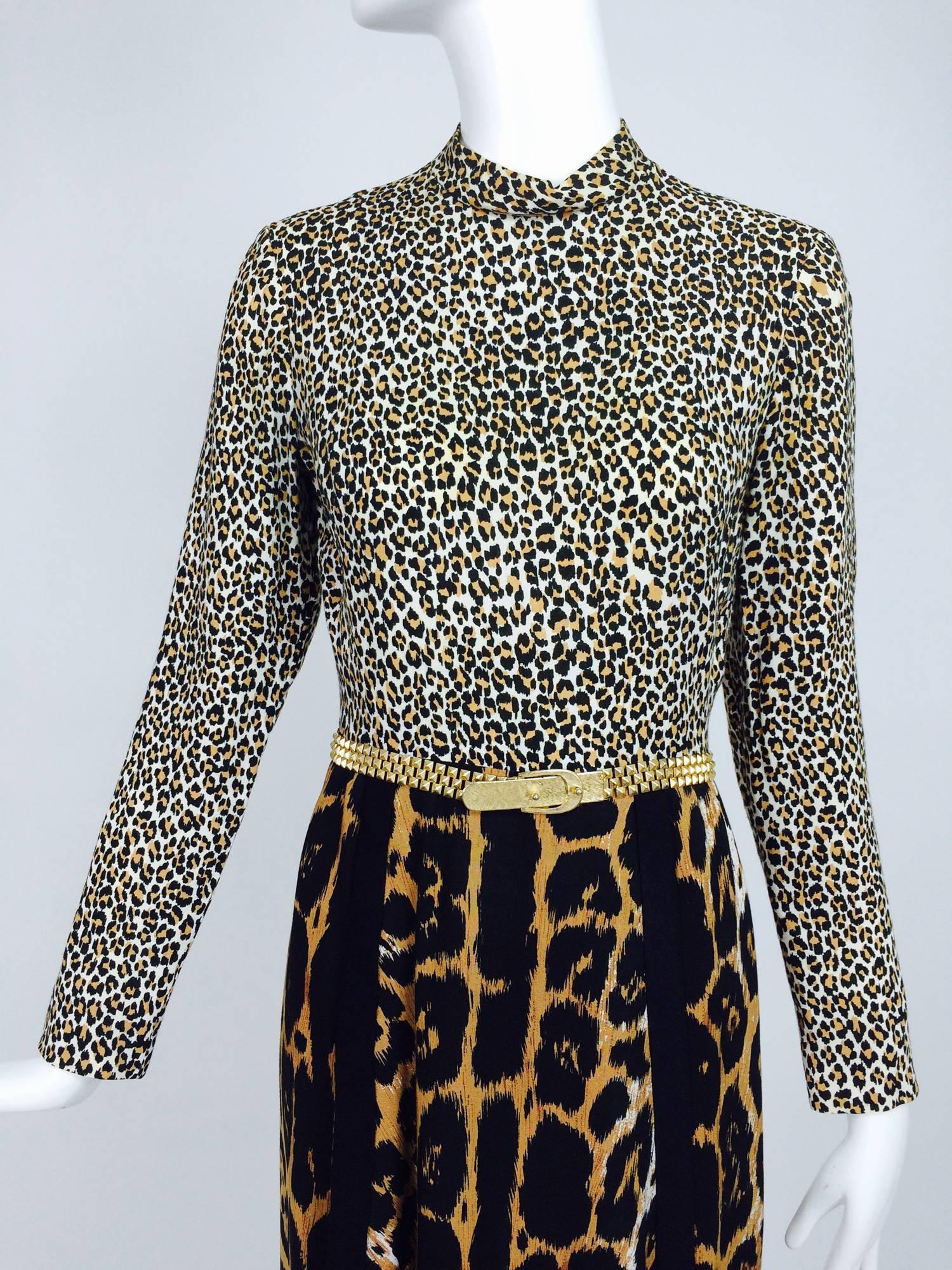 Leopard print maxi dress from the 1970s, labeled Ole Borden for Rembrandt and Martha, AKA, Martha Phillips who had one of the most successful retail fashion businesses of the 20th Century. She loved spotting new design talent and launched many a