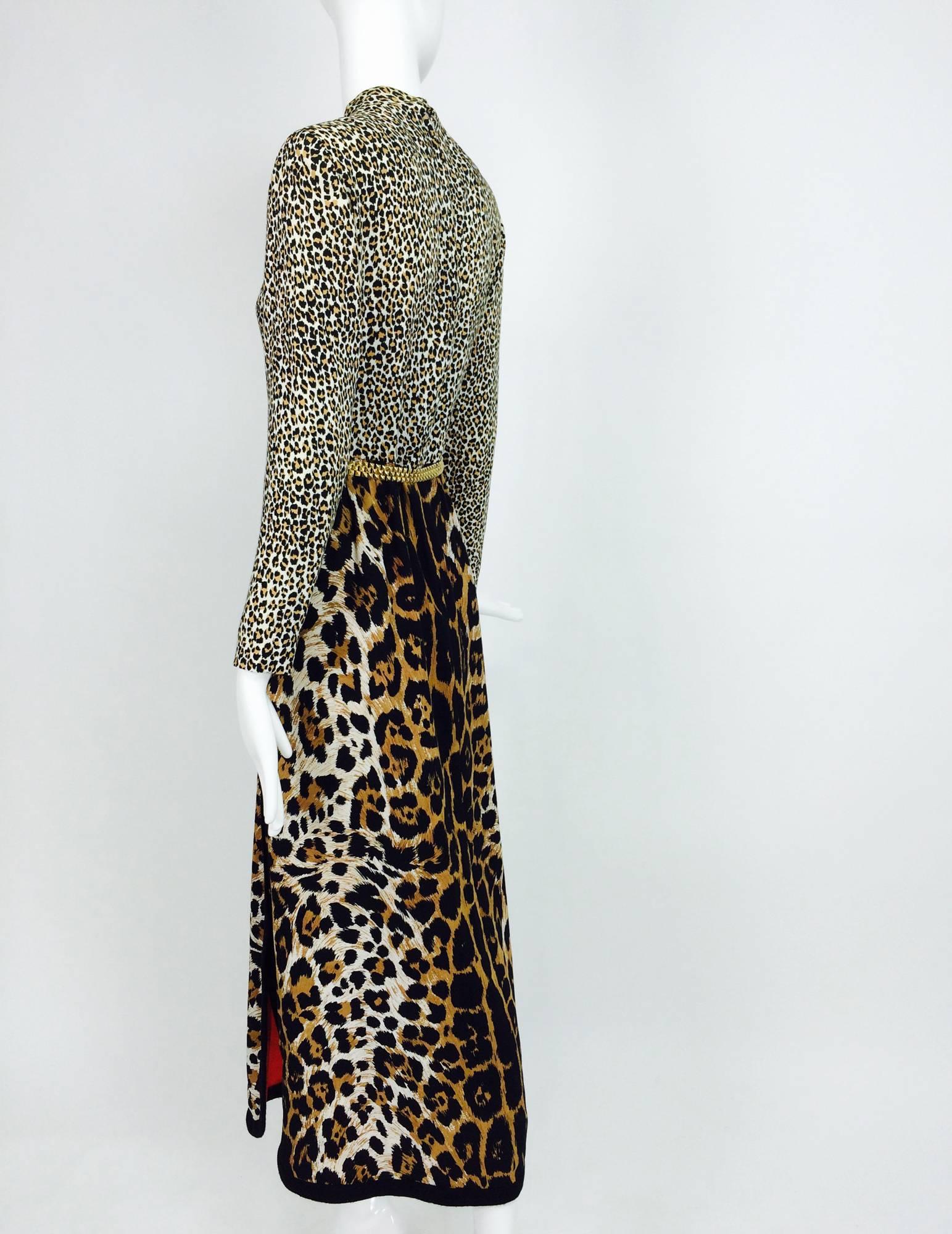 Women's Martha Palm Beach Leopard Print Maxi dress 1970s