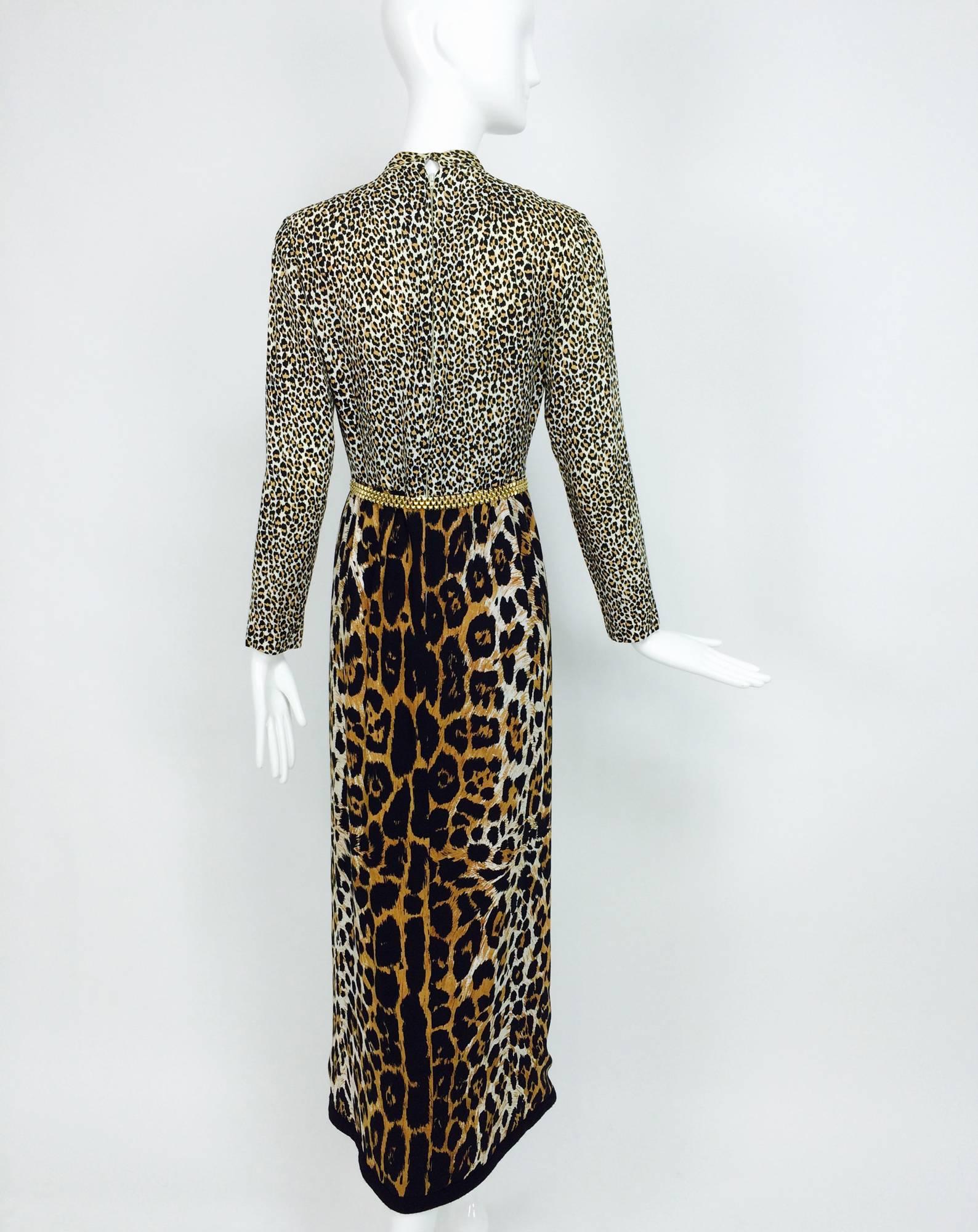 Martha Palm Beach Leopard Print Maxi dress 1970s 1