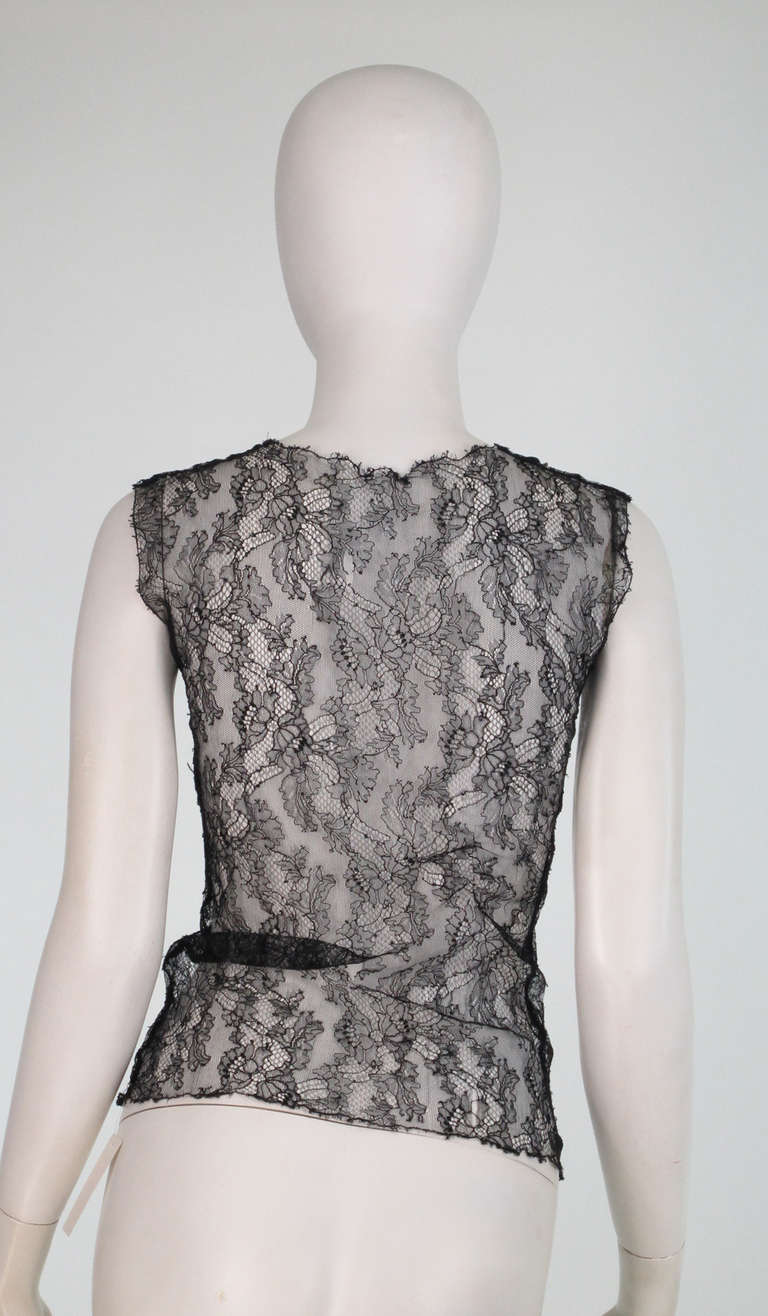 black lace sleeveless top