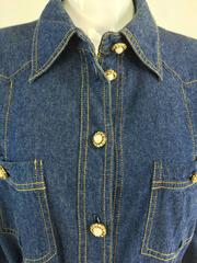Moschino Couture denim maxi dress with pearl & rhinestone buttons