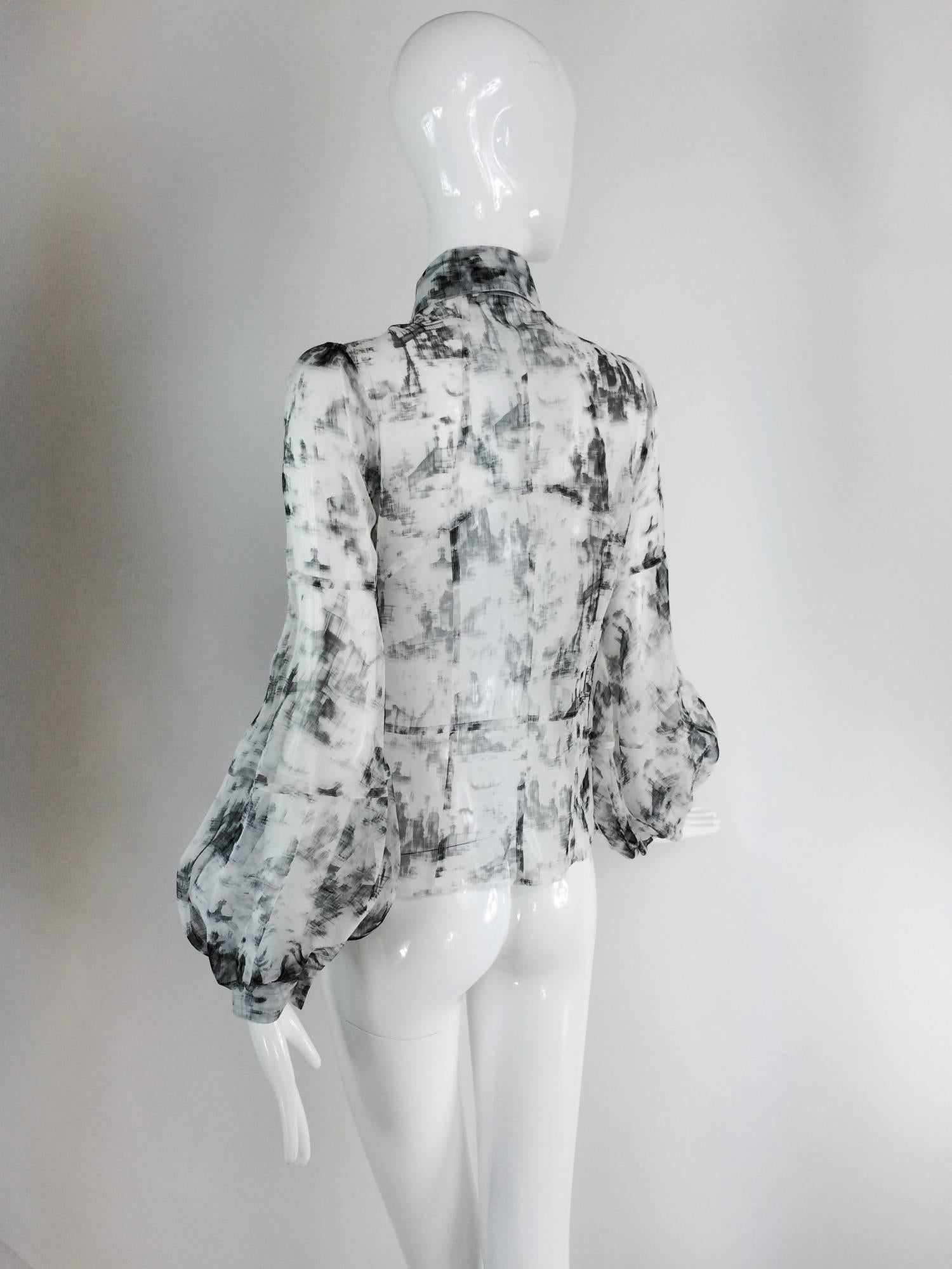 Valentino Hiver 2008 black & white organza blouse 1