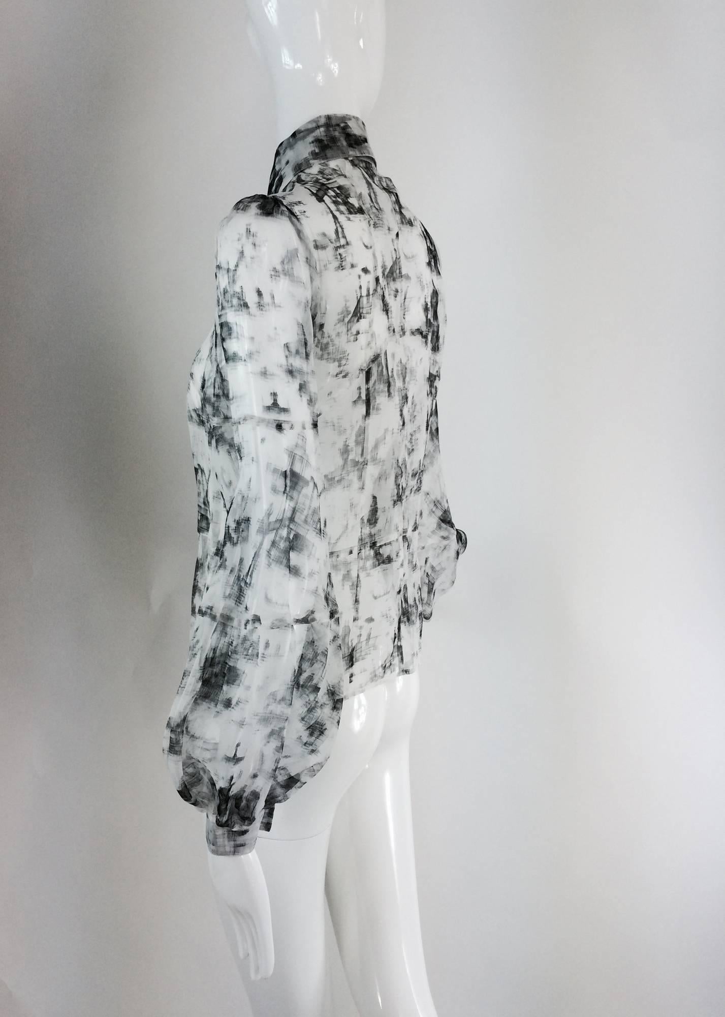 Women's Valentino Hiver 2008 black & white organza blouse