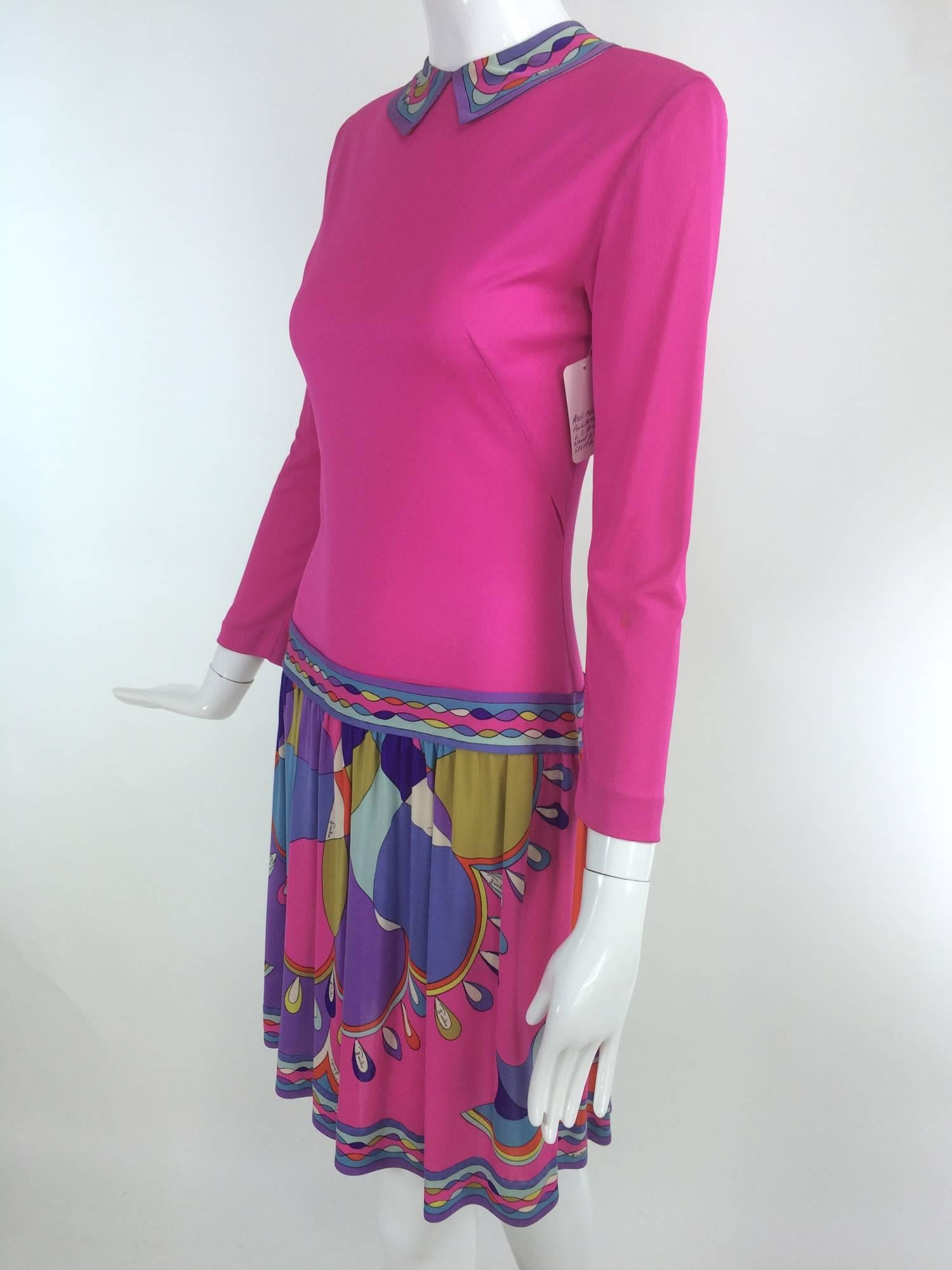 Women's Pucci Mod silk knit dress in hot pink & classic print 1960s