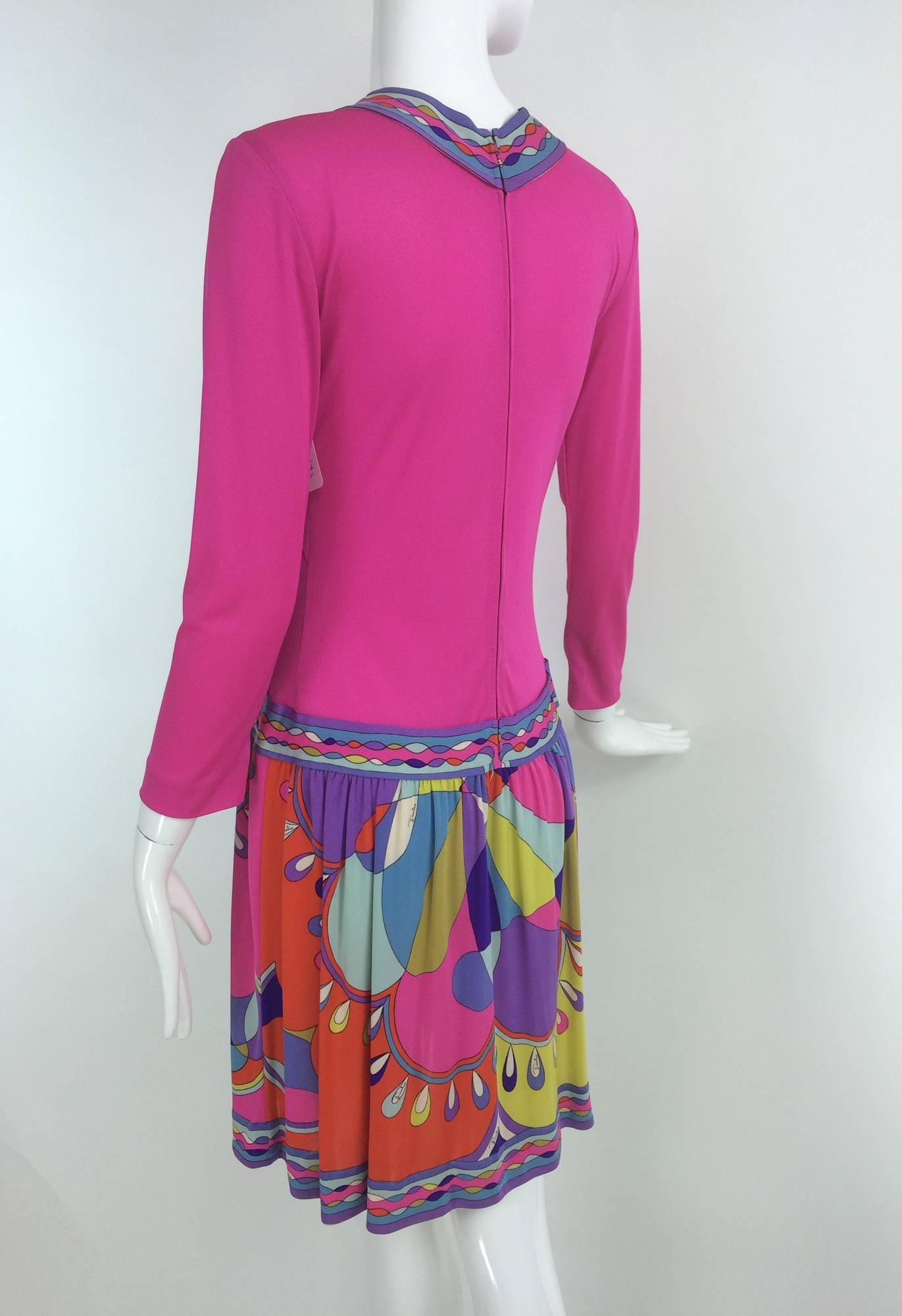 Pucci Mod silk knit dress in hot pink & classic print 1960s 2