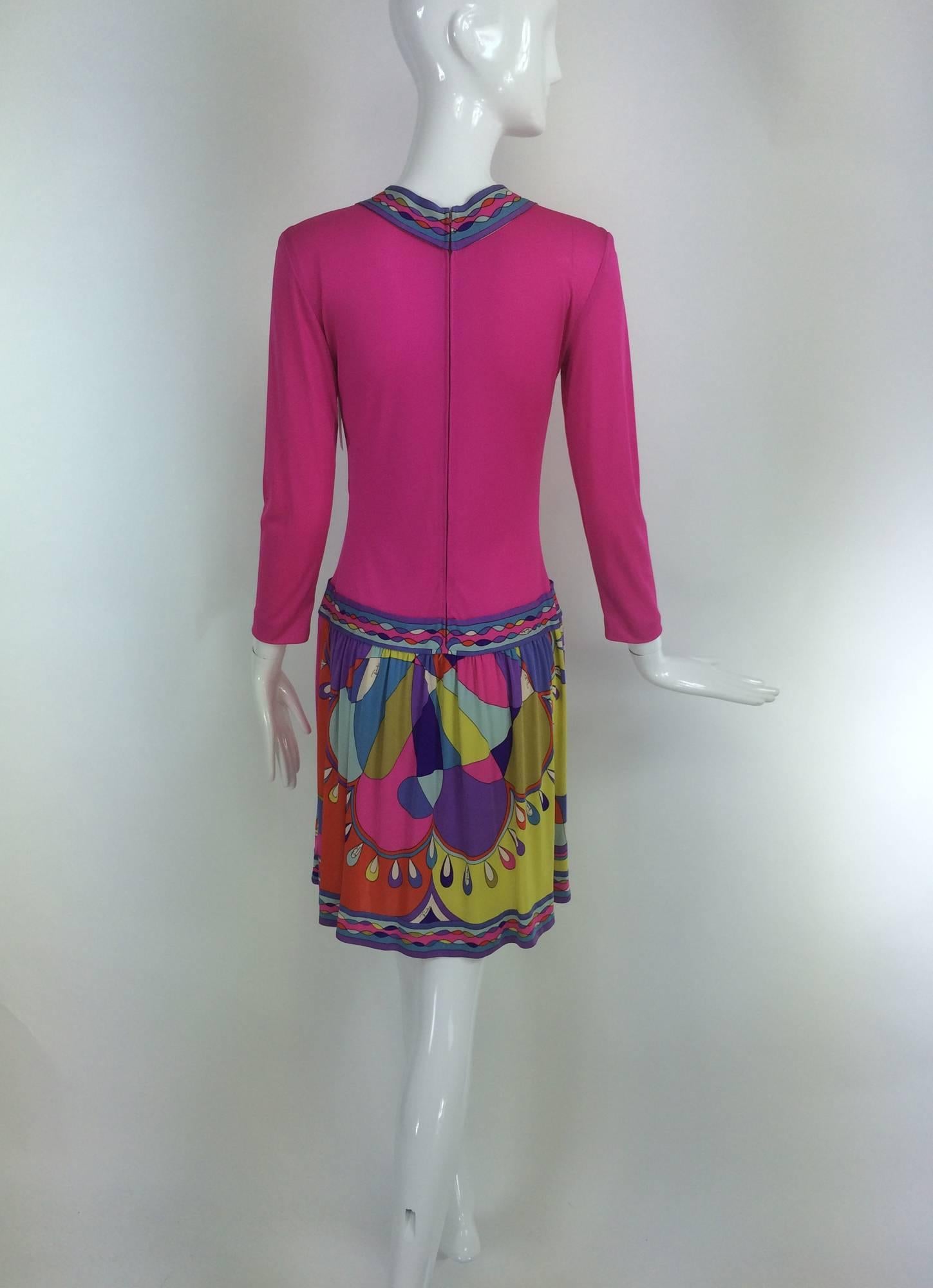 Pucci Mod silk knit dress in hot pink & classic print 1960s 3