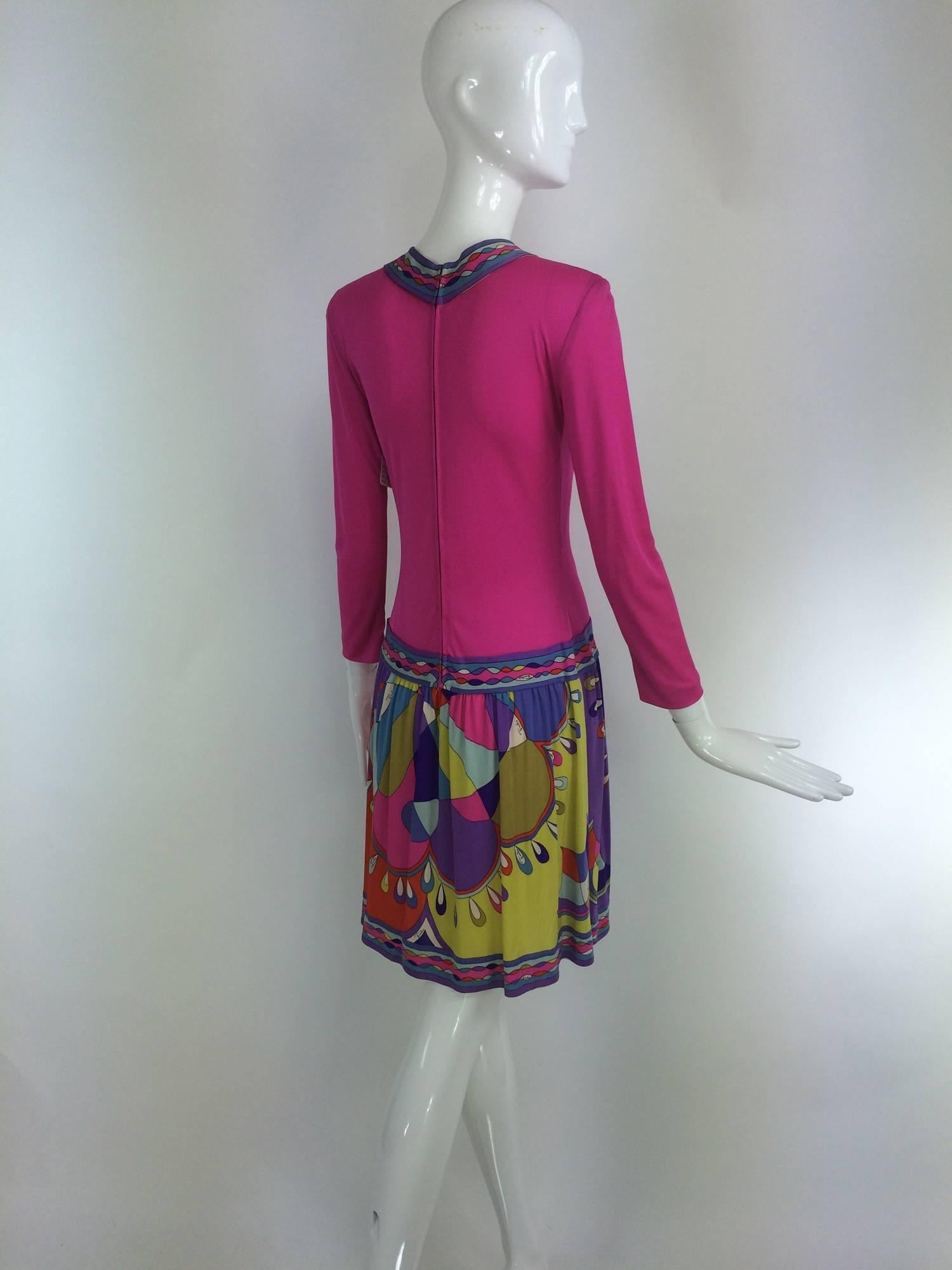 Pucci Mod silk knit dress in hot pink & classic print 1960s 4