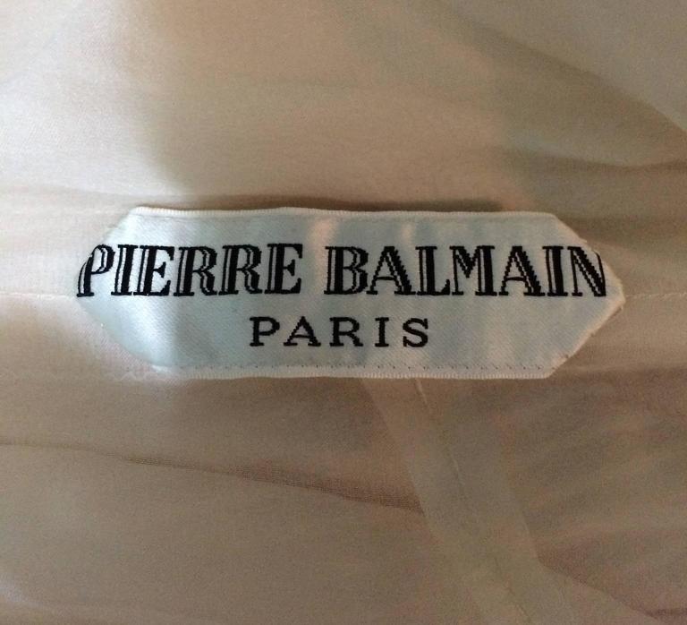 Pierre Balmain Haute Couture cream silk pleated tie neck blouse 1950s ...