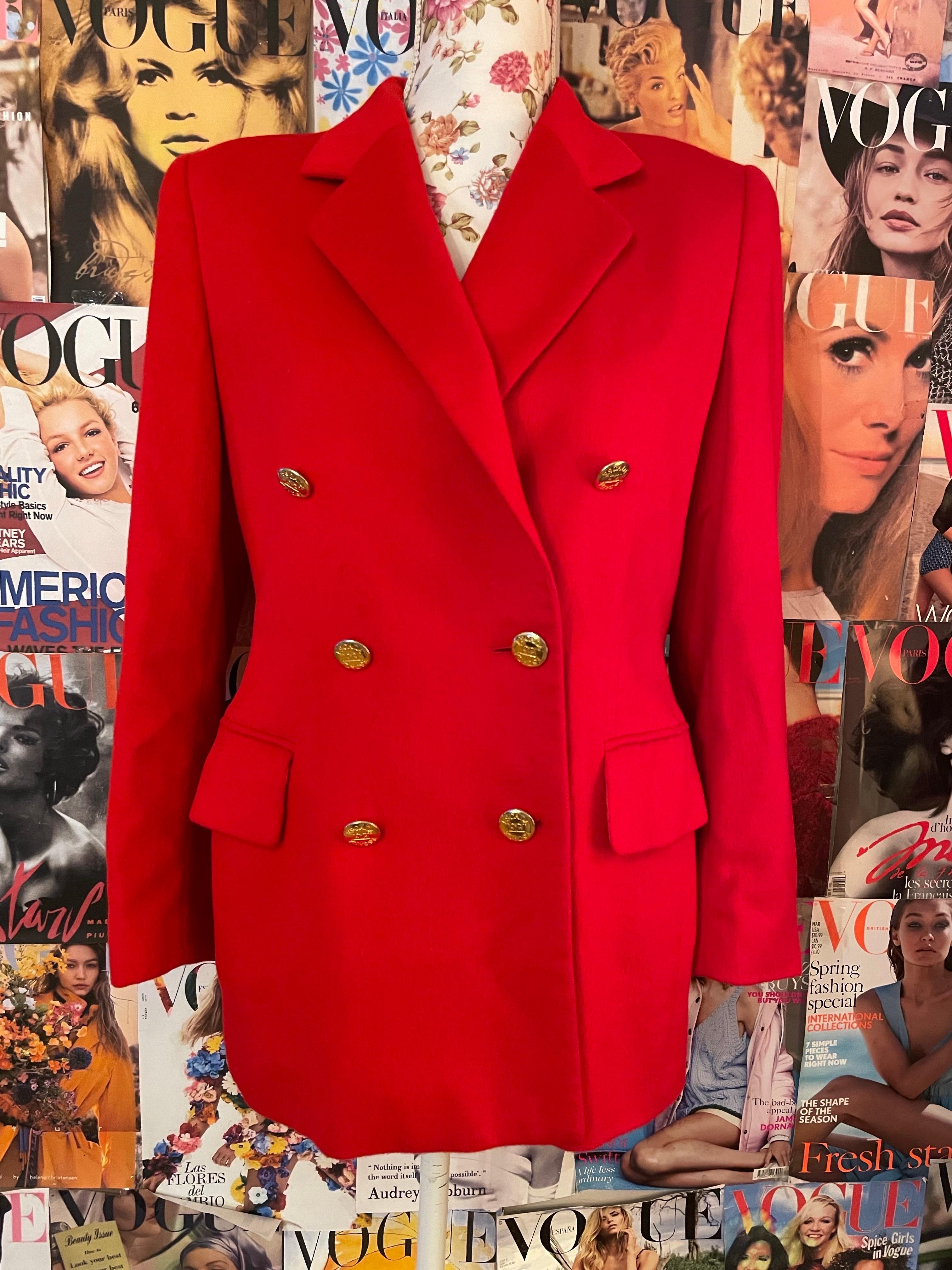 1990's Vintage Escada by Margaretha Ley red Blazer For Sale 3
