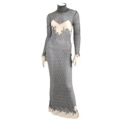 CHRISTIAN DIOR 1998 Sheer Silver Gown / Dress by John Galliano