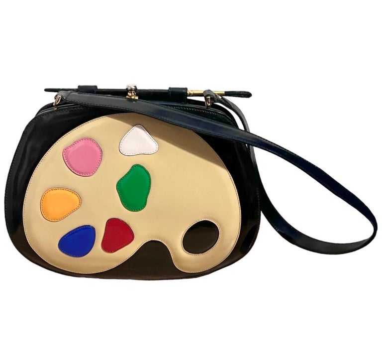 Moschino Vintage Rare 1990s Artist's Palette Leather Shoulder Bag