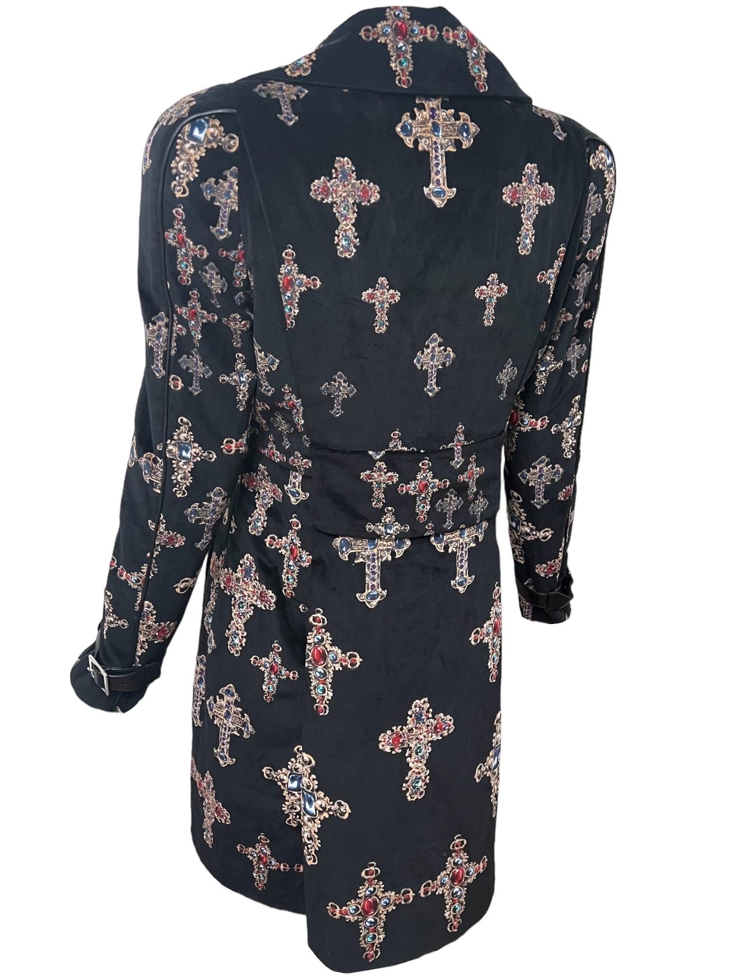 F/W 2012 Versace Gothic Cross Printed Velvet Runway Jacket Coat For Sale 4