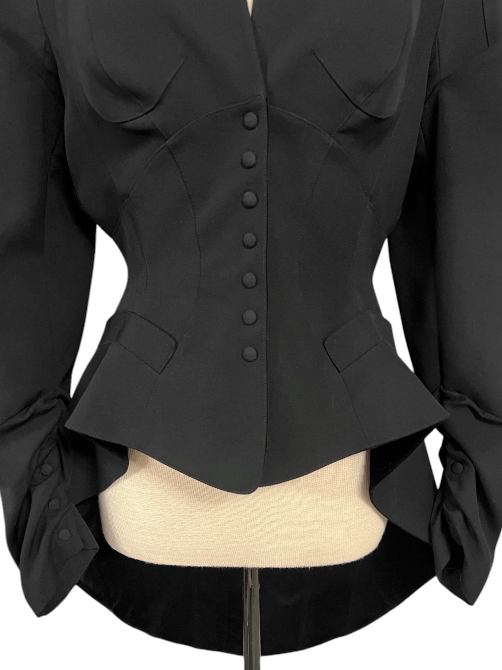 F/W 1995 Thierry Mugler Black Iconic Sculptural Archival Runway Jacket For Sale 7