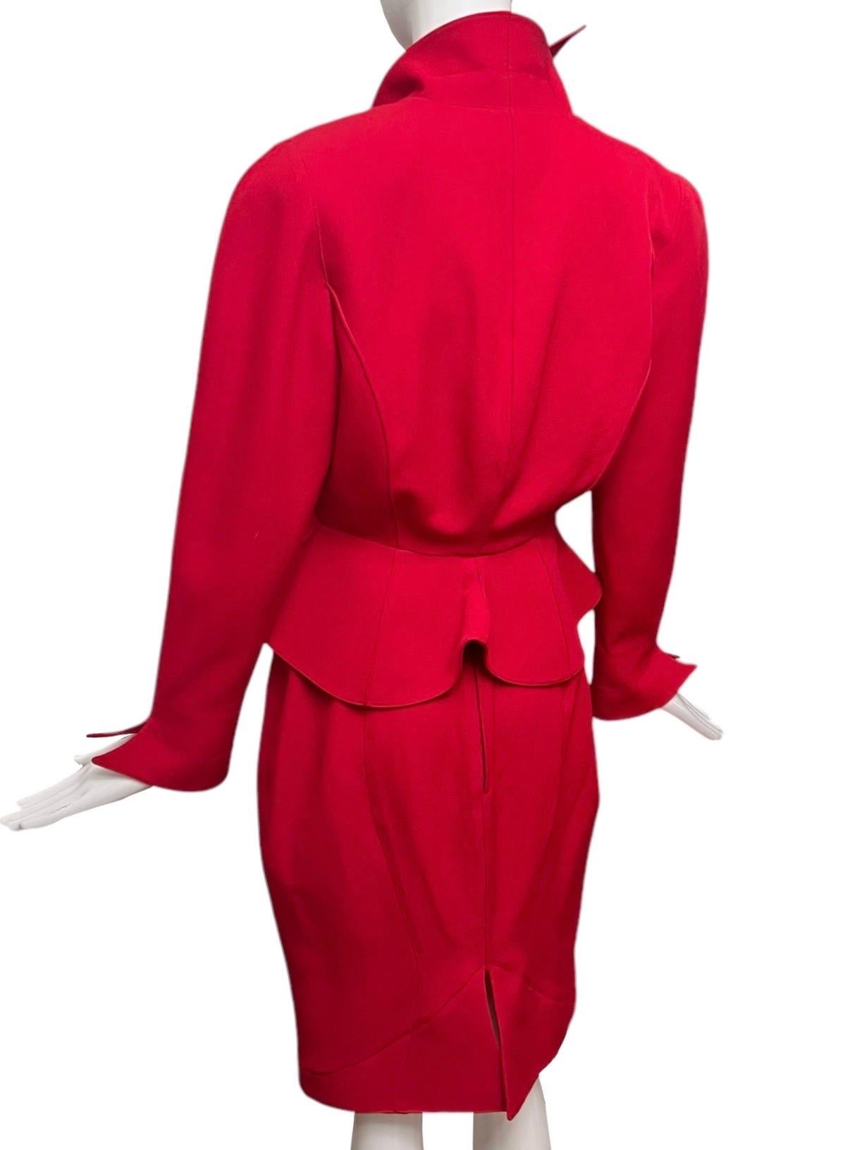 F/W 1988 Thierry Mugler Flaming Red Les Infernales Iconic Skirt Suit For Sale 12