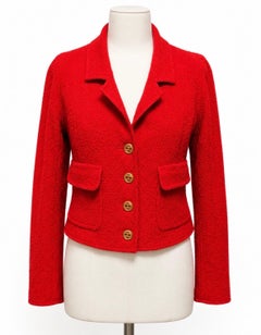 S/S 1993 Chanel Red Tweed Cropped Jacket