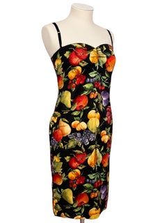2000's Dolce & Gabbana Fruit Printed Fitted Silk Dress