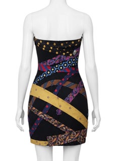 1990's Moschino Couture Strapless Neckties Bustier Mini Dress