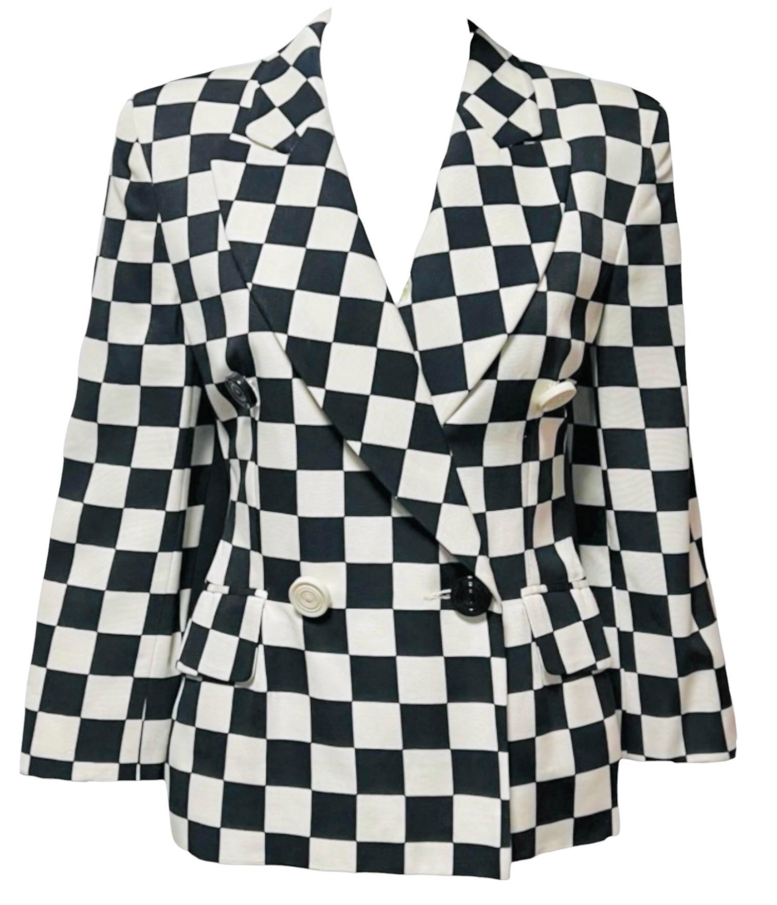 Moschino-Vintage-Blazer mit Schachbrettmuster aus den 1990er Jahren
