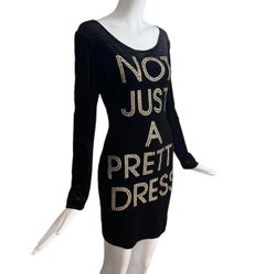 1990's Moschino Cheap & Chic "Not Just A Pretty Dress" Velvet Studded Dress