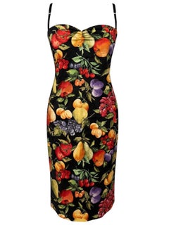 2000's Dolce & Gabbana Fruit Printed Fitted Silk Dress