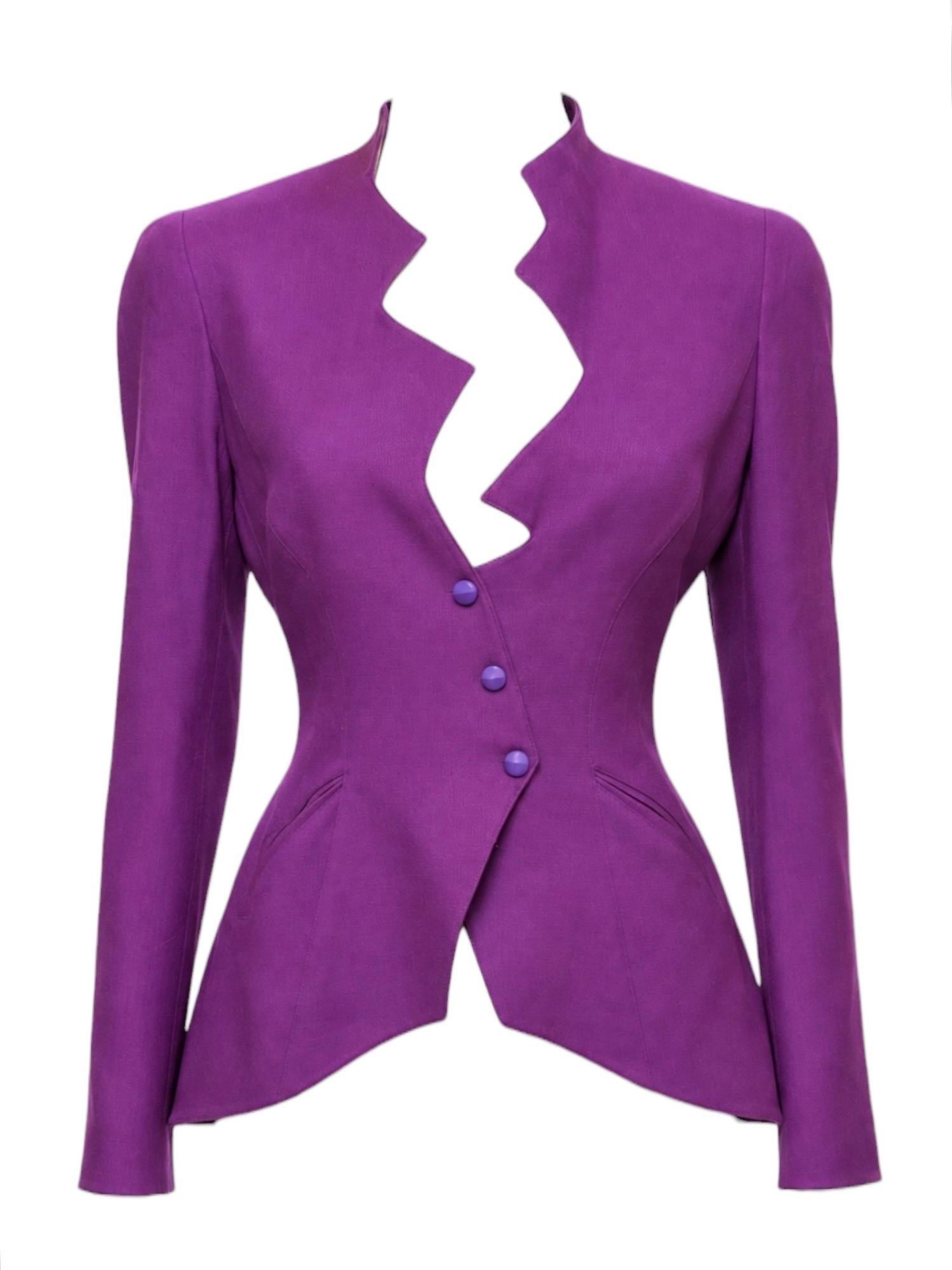 F/W 1988 Thierry Mugler Purple Les Infernales Lighting Bolt Jacket