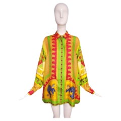 Gianni Versace Marco Polo Silk Shirt Chinese Emperor Peacocks 1992 