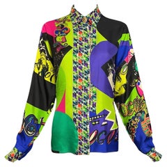 Retro S/S 1991 Gianni Versace Vogue Pop Art Printed Silk Shirt