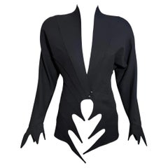 S/S 1989 Thierry Mugler Runway Sculptural Black Pointed Cutout Jacket
