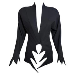 S/S 1989 Thierry Mugler Runway Sculptural Black Pointed Cutout Jacket 