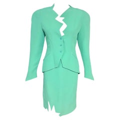 F/W 1988 Thierry Mugler Green Iconic Runway Documented Les Infernales Suit