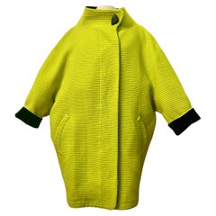Retro F/W 1990 Thierry Mugler Lime Green Futuristic Cocoon Coat